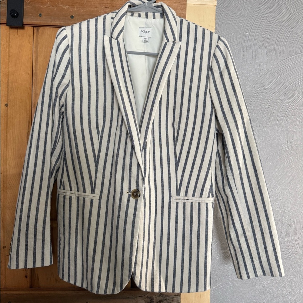 J.Crew Navy Stripe Cream Blazer – Women’s Size 10